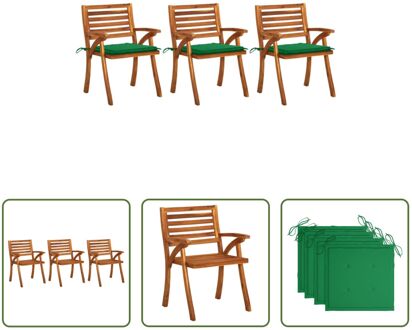 Eetkamerstoelen Acacia - 59 x 59 x 87 cm - Groene kussens