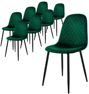 eetkamerstoelen set van 8, donkergroen, keukenstoel met fluwelen bekleding,woonkamerstoel met Zwart