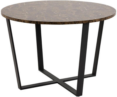 Eetkamertafel Alma - Bruin - 75xØ110 Cm - Melamine/Marmer - Zwart#Bruin