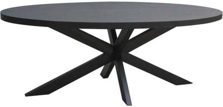 Eetkamertafel Kala Oval Spider 160cm - Mangohout / Gecoat Staal Zwart