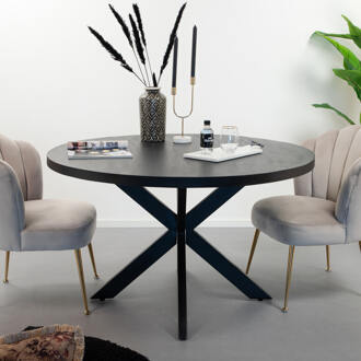 Eetkamertafel Kala Rond Black - Mangohout - 150 cm Zwart