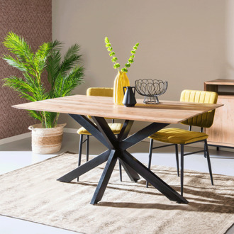 Eetkamertafel Oslo - Acasia Hout - 220 cm - Bruin Bruin, Zwart