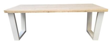 Eettafel - New York - industrial wood - hout - 180/90 cm - 180/90 cm Wit - Eettafels Bruin