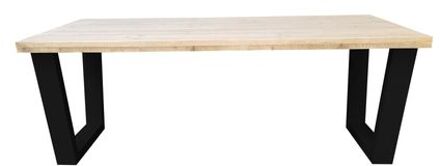 Eettafel - New York - industrial wood - hout - 180/90 cm - 180/90 cm Zwart - Eettafels Bruin