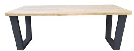Eettafel - New York - industrial wood - hout - 220/90 cm - 220/90 cm Antraciet - Eettafels Bruin
