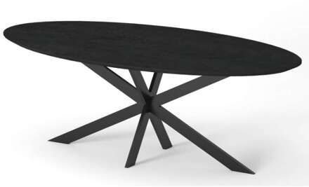 Eettafel ovaal eiken fineer zwart | 240 x 100 x 81 cm | Lang | Kruispoot