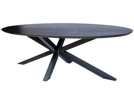 Eettafel ovaal eiken fineer zwart | 240 x 100 x 81 cm | Visgraat | Kruispoot