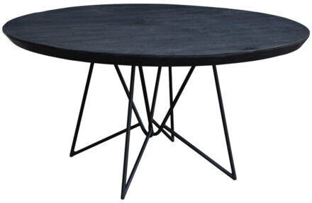 Eettafel rond mango zwart | 130 x 130 x 75 cm | Buispoot