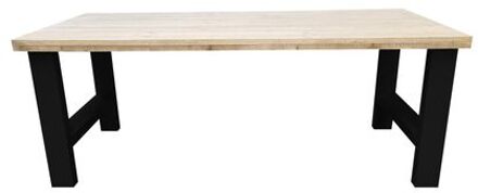 Eettafel Seattle - Industrial wood - hout - 180/90 cm - 180/90 cm Zwart - Eettafels Bruin