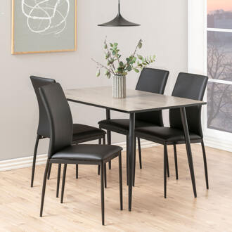 Eettafel 'Siena' 120 x 80cm, kleur Whitewash Eiken