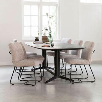 Eettafel 'Soho' Deens ovaal, Betonlook, 260 x 110cm - 260 x 110 cm