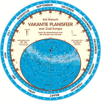 Ef & Ef Media Vakantie planisfeer voor Zuid Europa (40 N) - Boek Rob Walrecht (9080149624)
