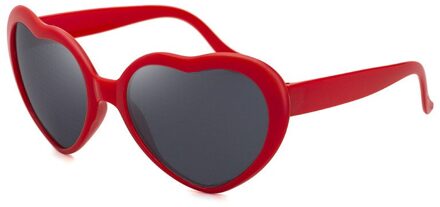 Effecten Bril Liefde Hartvormige Super Licht Vrouwen Mode Anti-Blauwe Glazen Nachts Veranderen Om Hartvorm Speciale zonnebril rood