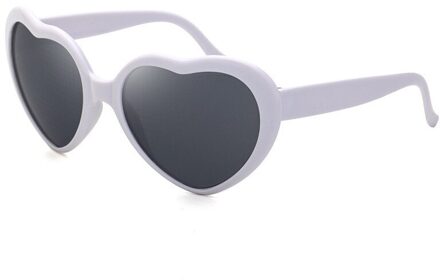 Effecten Bril Liefde Hartvormige Super Licht Vrouwen Mode Anti-Blauwe Glazen Nachts Veranderen Om Hartvorm Speciale zonnebril wit
