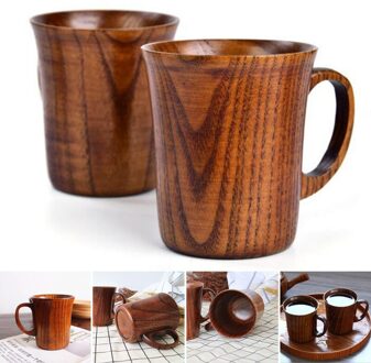 Effen Jujube Mok Houten Koffie Bier Mokken Hout Cup Handgemaakte Thee Cup met Handvat TB