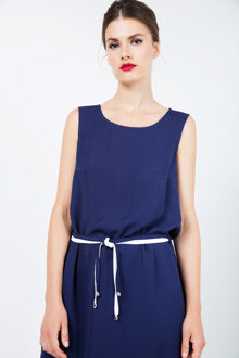 Effen jurk met riem - maat Indigoblauw