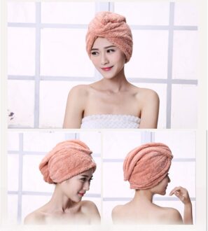 Effen Kleur Badkamer Handdoek Super Absorberende Sneldrogende Coral Fleece Badhanddoek Haar Droog Cap Salon Handdoek Vrouwen koffie