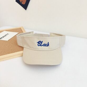 Effen Kleur Brief Borduurwerk Baby Lege Top Cap Zonnescherm Zon Bescherming Kinderen Hoed Jongens En Meisjes Alle-Match beige