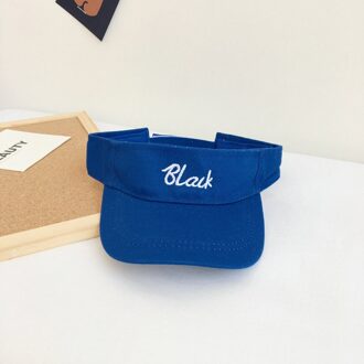 Effen Kleur Brief Borduurwerk Baby Lege Top Cap Zonnescherm Zon Bescherming Kinderen Hoed Jongens En Meisjes Alle-Match blauw