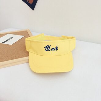 Effen Kleur Brief Borduurwerk Baby Lege Top Cap Zonnescherm Zon Bescherming Kinderen Hoed Jongens En Meisjes Alle-Match geel