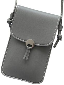 Effen Kleur Dames Touch Screen Mobiele Telefoon Tas Schouder Messenger Bag Mode Alle-Wedstrijd Schattige Kleine Tassen donker grijs