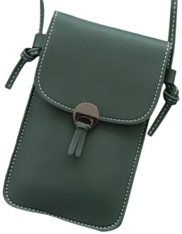 Effen Kleur Dames Touch Screen Mobiele Telefoon Tas Schouder Messenger Bag Mode Alle-Wedstrijd Schattige Kleine Tassen donker groen