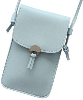 Effen Kleur Dames Touch Screen Mobiele Telefoon Tas Schouder Messenger Bag Mode Alle-Wedstrijd Schattige Kleine Tassen grijs blauw
