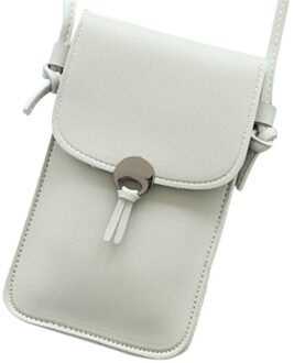 Effen Kleur Dames Touch Screen Mobiele Telefoon Tas Schouder Messenger Bag Mode Alle-Wedstrijd Schattige Kleine Tassen licht grijs