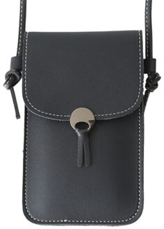 Effen Kleur Dames Touch Screen Mobiele Telefoon Tas Schouder Messenger Bag Mode Alle-Wedstrijd Schattige Kleine Tassen zwart