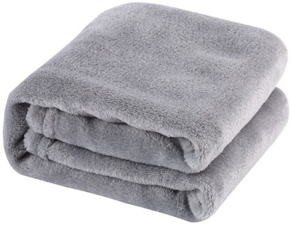 Effen Kleur Deken Coral Fleece Comfortabel Slapen Thuis Bed Sofa Deken grijs
