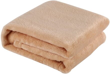 Effen Kleur Deken Coral Fleece Comfortabel Slapen Thuis Bed Sofa Deken licht bruinen