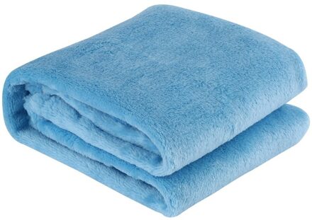 Effen Kleur Deken Coral Fleece Comfortabel Slapen Thuis Bed Sofa Deken lucht blauw