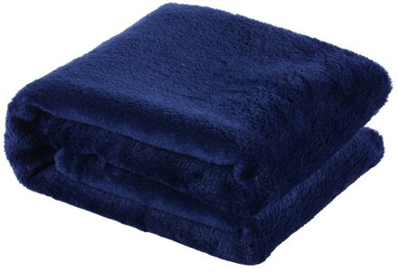 Effen Kleur Deken Coral Fleece Comfortabel Slapen Thuis Bed Sofa Deken marine blauw