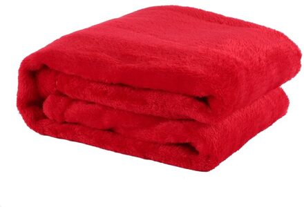 Effen Kleur Deken Coral Fleece Comfortabel Slapen Thuis Bed Sofa Deken rood