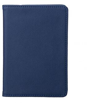 Effen Kleur Draagbare Reizen Kunstleer Paspoort Ticket Houder Kaart Opbergtas Blauw