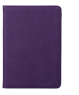 Effen Kleur Draagbare Reizen Kunstleer Paspoort Ticket Houder Kaart Opbergtas Paars