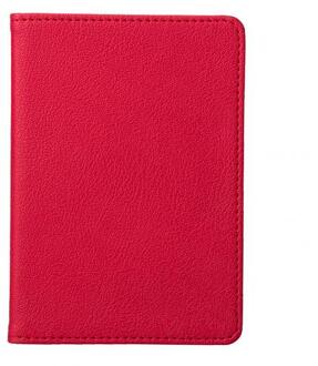 Effen Kleur Draagbare Reizen Kunstleer Paspoort Ticket Houder Kaart Opbergtas Rood