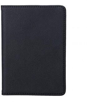 Effen Kleur Draagbare Reizen Kunstleer Paspoort Ticket Houder Kaart Opbergtas zwart