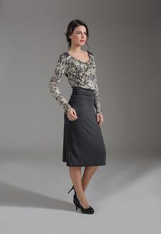 Effen kleur en print A-lijn jurk van Conquista Fashion Donkergrijs