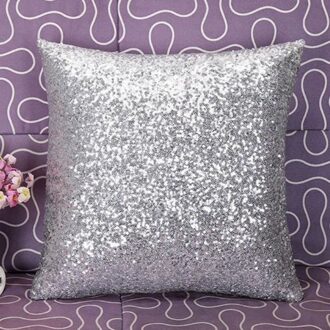Effen Kleur Glitter Zilveren Pailletten Bling Sierkussen Case Gooi Kussensloop Cafe Home Bed Tekening Woonkamer