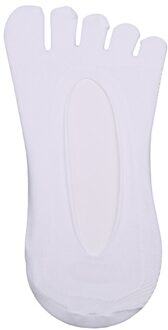 Effen Kleur Kant Antislip Laag Uitgesneden Vijf Vinger Teen Sokken Vrouwen Vrouwelijke Onzichtbare Sokken Sok Slippers Ondiep Mond Zomer Sokken wit