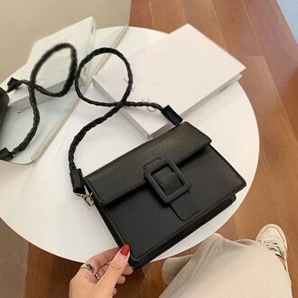 Effen Kleur Kleine Pu Lederen Crossbody Tassen Voor Vrouwen Zomer Acryl Ketting Lady Reizen Schouder Messenger Handtassen zwart