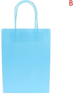Effen Kleur Paper Party Bags Kraft Tas Met Handgrepen Recyclebaar Tas blauw