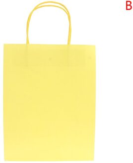Effen Kleur Paper Party Bags Kraft Tas Met Handgrepen Recyclebaar Tas geel