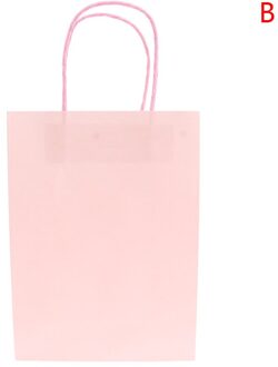Effen Kleur Paper Party Bags Kraft Tas Met Handgrepen Recyclebaar Tas roze