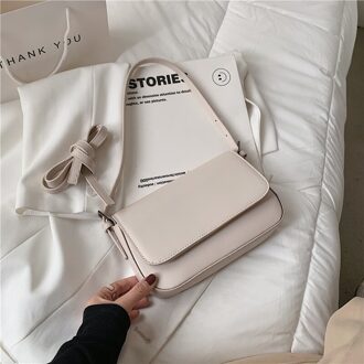 Effen Kleur Pu Lederen Kleine Onderarm Crossbody Tassen Vrouwen Luxe Mode Schouder Handtassen En Portemonnees Beige