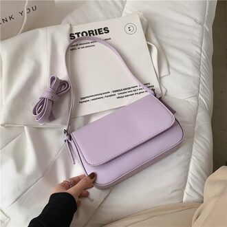 Effen Kleur Pu Lederen Kleine Onderarm Crossbody Tassen Vrouwen Luxe Mode Schouder Handtassen En Portemonnees paars