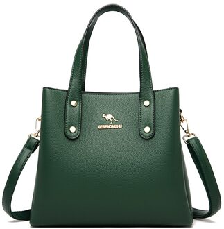 Effen Kleur Pu Lederen Schoudertassen Voor Vrouwen Casual Beknopte Trend Handtas Crossbody Sac Een belangrijkste groen