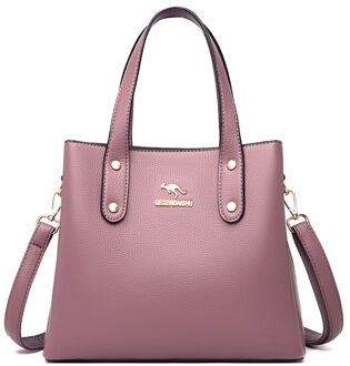 Effen Kleur Pu Lederen Schoudertassen Voor Vrouwen Casual Beknopte Trend Handtas Crossbody Sac Een belangrijkste paars