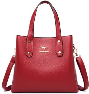 Effen Kleur Pu Lederen Schoudertassen Voor Vrouwen Casual Beknopte Trend Handtas Crossbody Sac Een belangrijkste rood